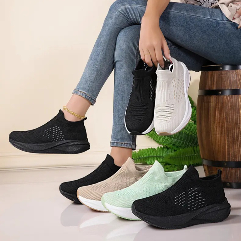 Unisex Slip on Sock Running Sh - Knit Fabric Lace Up Sneakers review and price